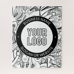 Modern Line Artwork & Your Logo w/Editable Text Jigsaw Puzzle