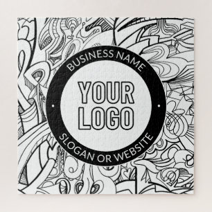 Modern Line Artwork & Your Logo w/Editable Text Jigsaw Puzzle