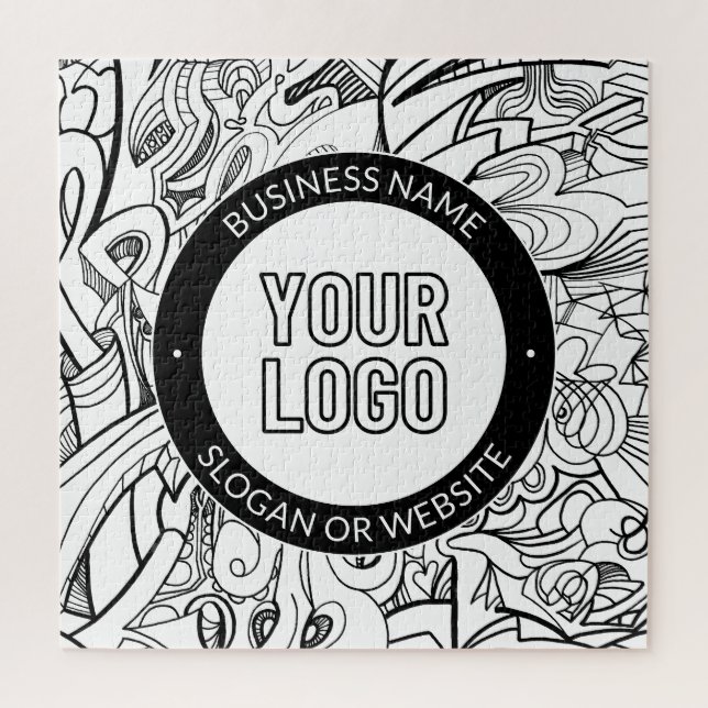 Modern Line Artwork & Your Logo w/Editable Text Jigsaw Puzzle (Vertical)