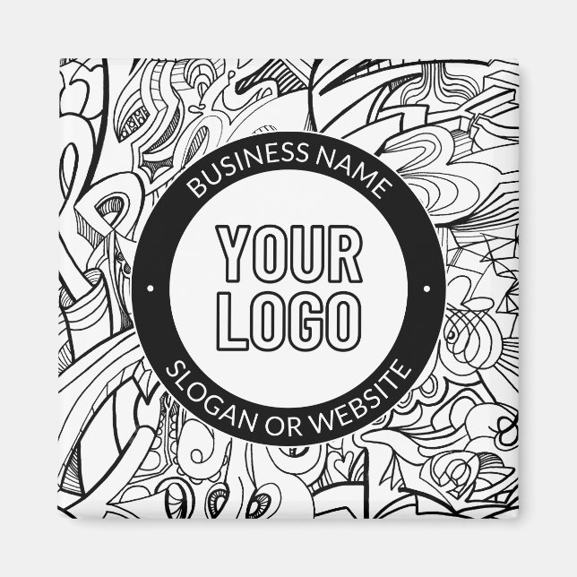 Modern Line Artwork & Your Logo w/Editable Text Magnet (Front)
