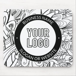 Modern Line Artwork & Your Logo w/Editable Text Mouse Pad