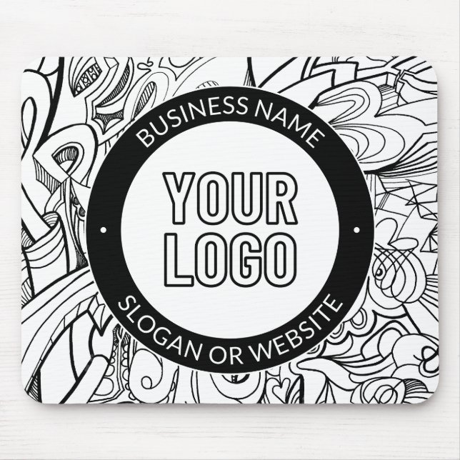 Modern Line Artwork & Your Logo w/Editable Text Mouse Pad (Front)