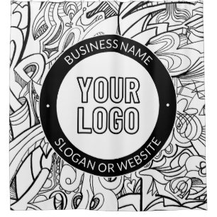 Modern Line Artwork & Your Logo w/Editable Text Shower Curtain