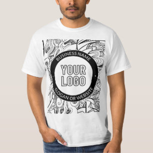 Modern Line Artwork & Your Logo w/Editable Text T-Shirt