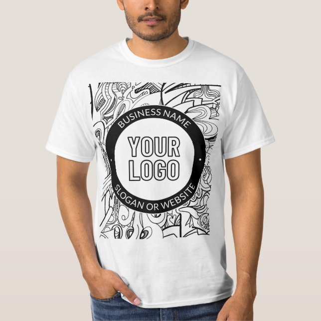 Modern Line Artwork & Your Logo w/Editable Text T-Shirt (Front)