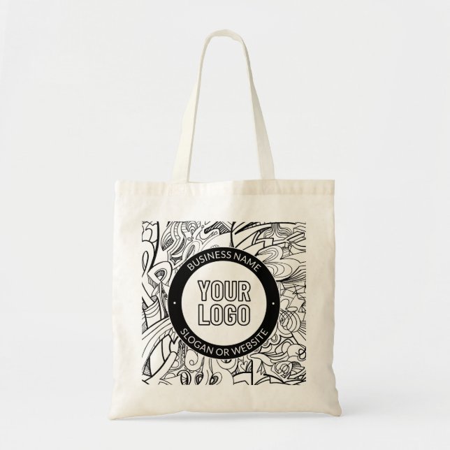 Modern Line Artwork & Your Logo w/Editable Text Tote Bag (Front)