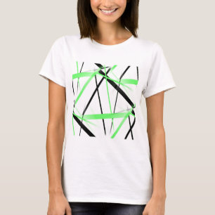 Modern Line Cool Geometry White Black Lime-Green T-Shirt