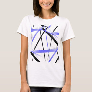 Modern Line Cool Geometry White Black Mid-Blue T-Shirt