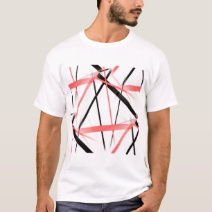 Modern Line Cool Geometry White Black Rose-Pink T-Shirt