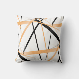 Modern Line Cool Geometry White Black Tangerine-Or Cushion