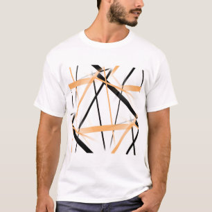 Modern Line Cool Geometry White Black Tangerine-Or T-Shirt