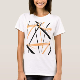 Modern Line Cool Geometry White Black Tangerine-Or T-Shirt