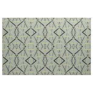 Modern Line Cool Geometry White Black Yellow Fabric