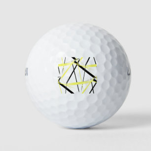 Modern Line Cool Geometry White Black Yellow Golf Balls