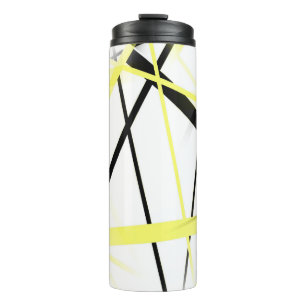 Modern Line Cool Geometry White Black Yellow Thermal Tumbler