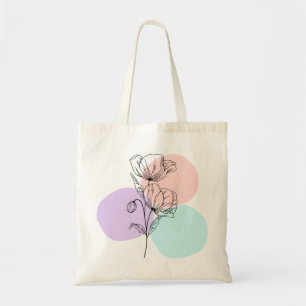 Modern Line Drawing Floral Tote - Bohemian Nature Bag