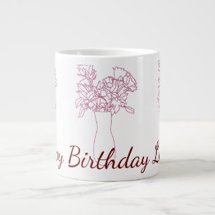 Modern Line Flower Original Flower Illustration Large Coffee Mug