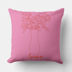 Modern Line Original Flower Illustration Cushion