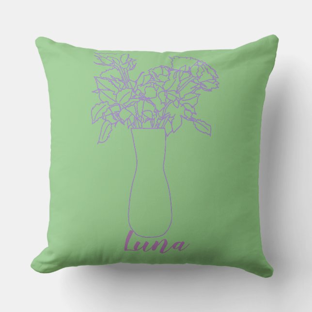 Modern Line Original Flower Illustration Cushion (Front)