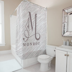 Modern Line Pattern Background Large Monogram M Shower Curtain