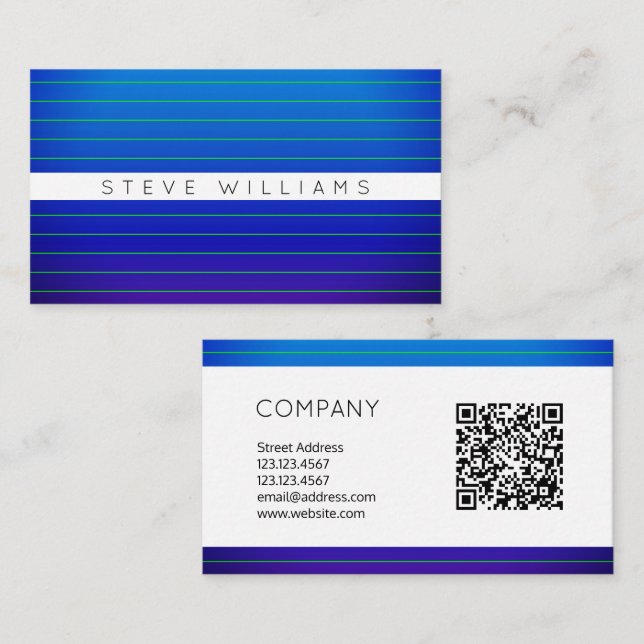 Modern line pattern style QR code Business Card (Front/Back)