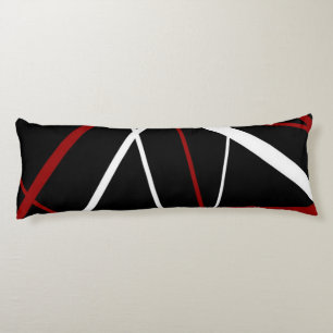 Modern Line Urban Geometry Black White Red Body Cushion