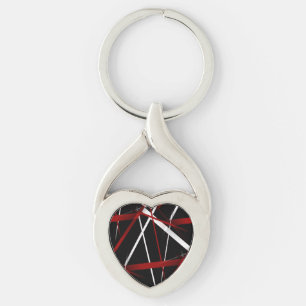 Modern Line Urban Geometry Black White Red Key Ring