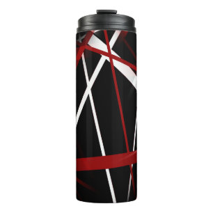 Modern Line Urban Geometry Black White Red Thermal Tumbler