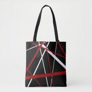 Modern Line Urban Geometry Black White Red Tote Bag