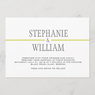 Modern Line Wedding Invitation Card in Lime