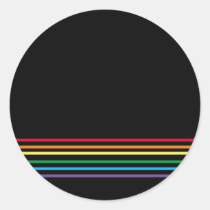 Modern Linear Rainbow on Black Classic Round Sticker