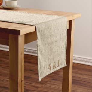 Modern Linen Colour Personalised Monogram Wedding  Medium Table Runner
