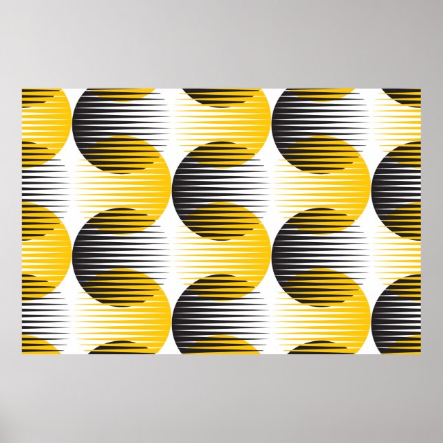 Modern lines and circle geometric seamless pattern poster (Front)