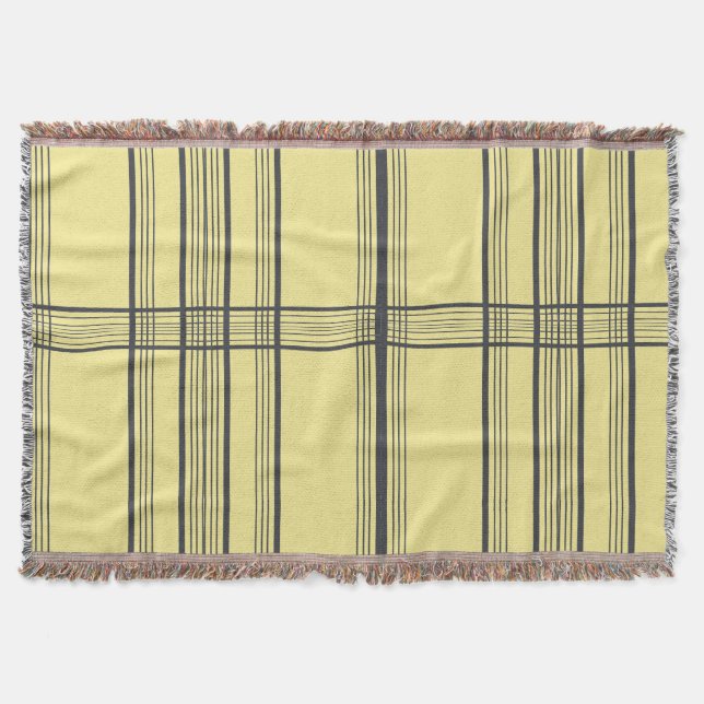 Modern Lines Black on Yellow Throw Blanket (Front)