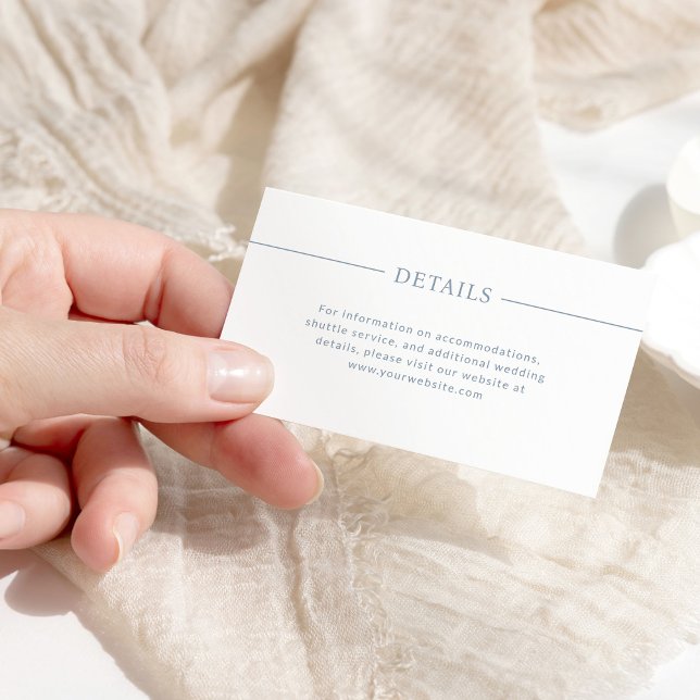 Modern Lines Dusty Blue and White Wedding Details Enclosure Card (Creator Uploaded)