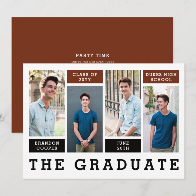 Modern Lines Graduation Announcement (Front/Back)