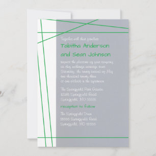 Modern Lines Green - Wedding & Reception Invite