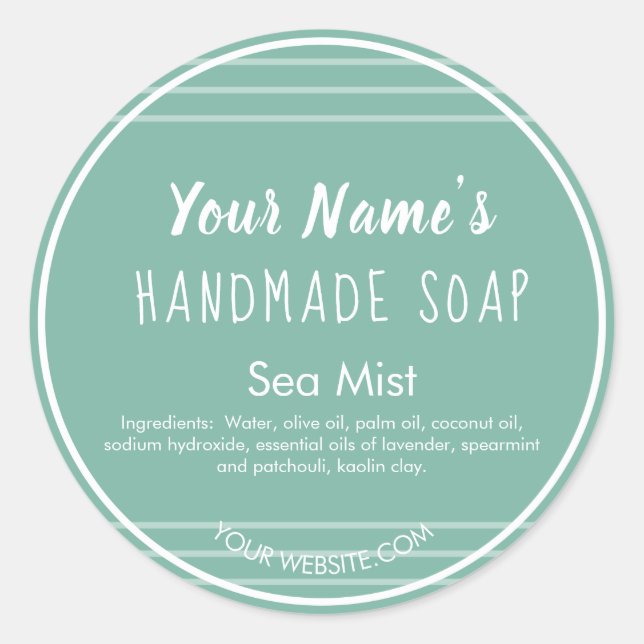 Modern Lines Handmade Soap Labels Round Custom (Front)