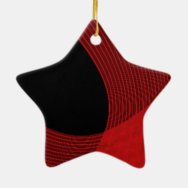 Modern Lines Red and Black Ceramic Ornament (Back)