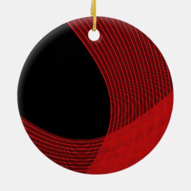 Modern Lines Red and Black Ceramic Tree Decoration (Back)