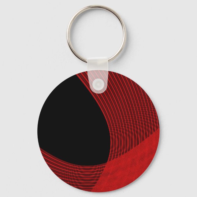 Modern Lines Red and Black Key Ring (Front)