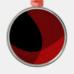 Modern Lines Red and Black Metal Ornament