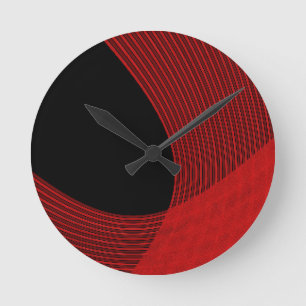 Modern Lines Red and Black Round Clock