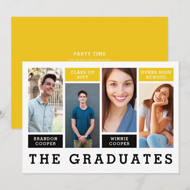 Modern Lines Sibling Graduation Announcement (Front/Back)