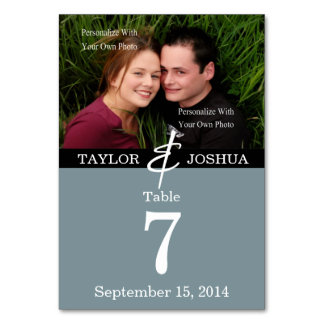 Modern Lines Slate Blue Photo Table Card