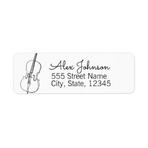 Modern Lines Violin Simple Classic Address  Return Address Label