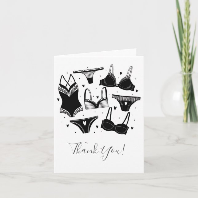 Modern Lingerie Bridal Shower Thank You Card (Front)