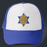 Modern Lion of Judah I Star of David Israel Trucker Hat<br><div class="desc">This simple,  modern styled hat allows you to show your support for Israel! A hand painted Lion of Judah is the focal point,  over the Star of David. Original artwork created by Tracey Khalei / Orabella Prints.</div>