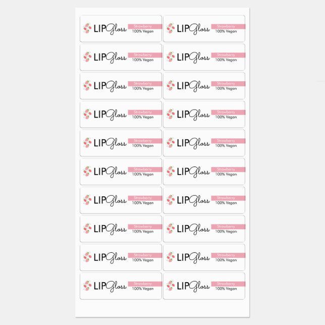 Modern Lip Gloss Strawberry Branding Packaging (Sheet)