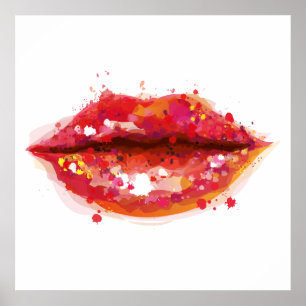 Modern lips, colourful makeup artist, Beauty salon Poster